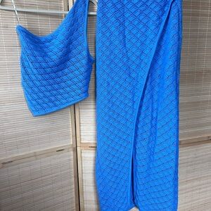 Sabo Skirt Blue Knit Set